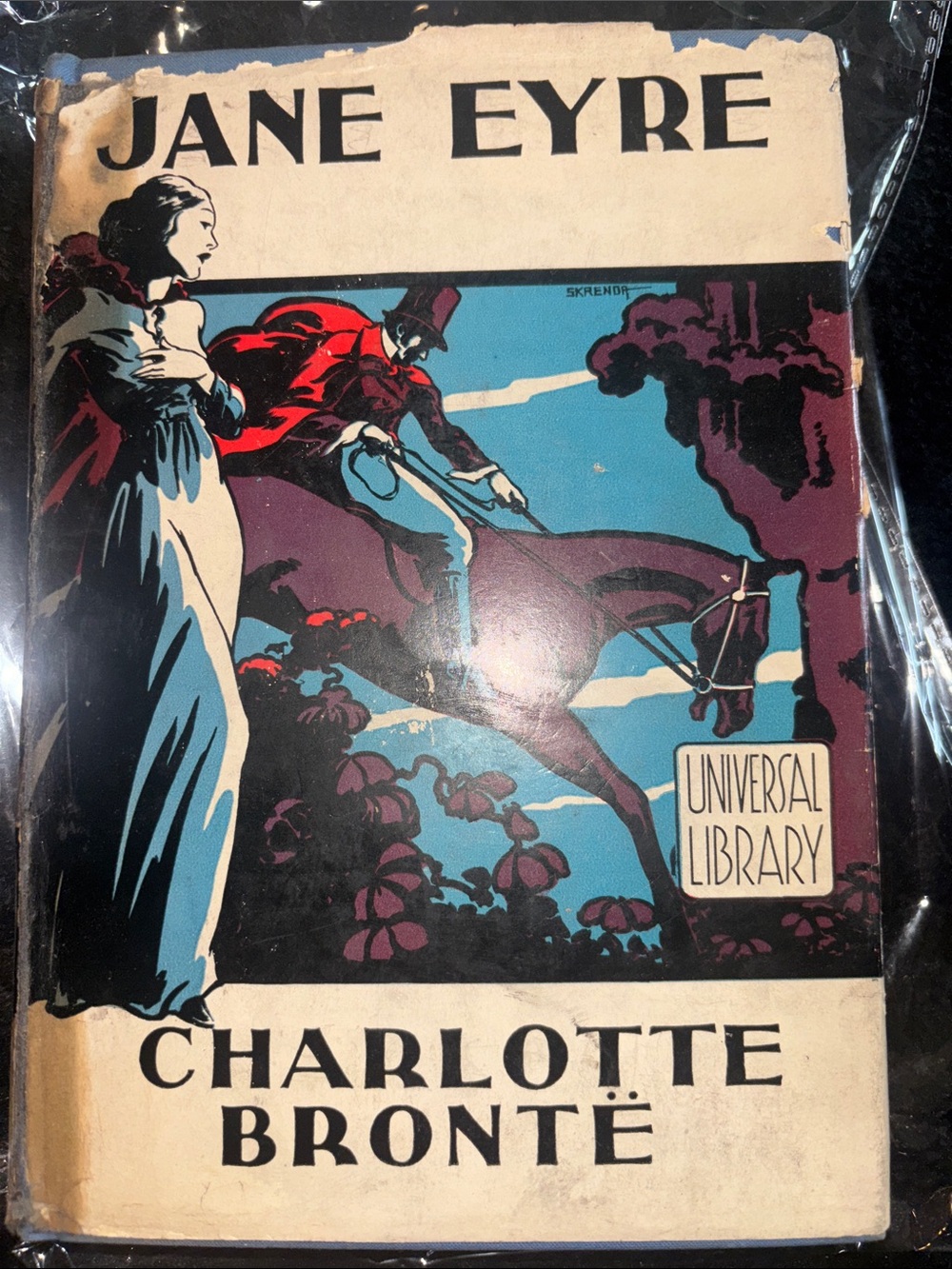 Jane Eyre Vintage rare book— Blue & Cream Literary Print cover